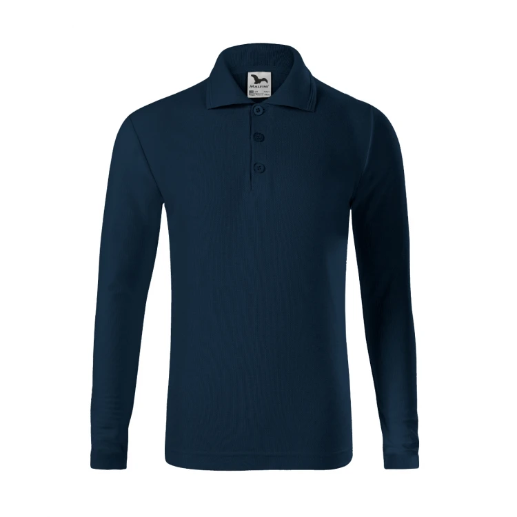Polo infantil MALFINI Pique LS manga larga con cuello y botones, personalizable con logo