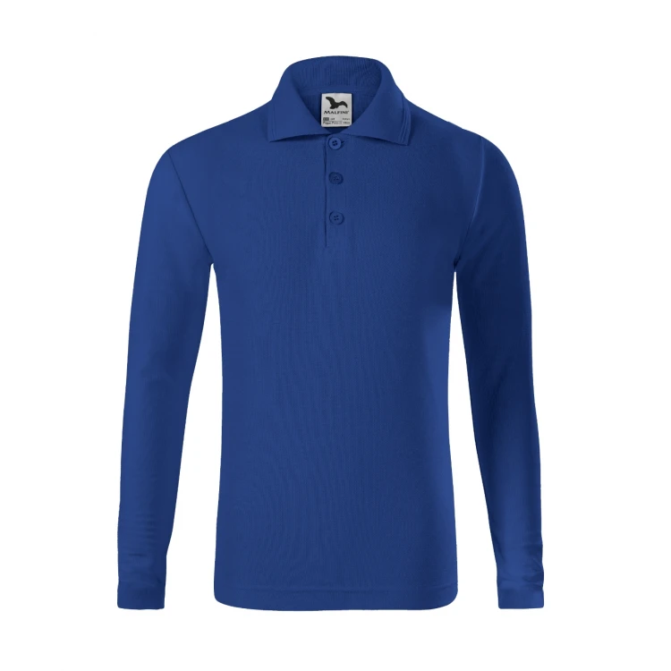 Polo infantil MALFINI Pique LS manga larga con cuello y botones, personalizable con logo