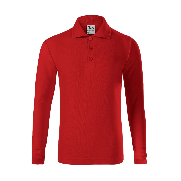Polo infantil MALFINI Pique LS manga larga con cuello y botones, personalizable con logo