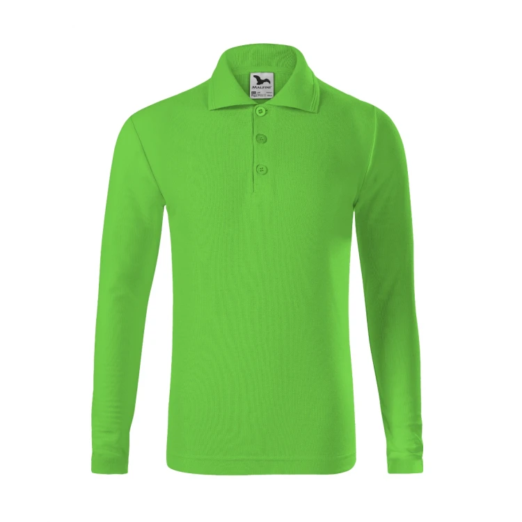 Polo infantil MALFINI Pique LS manga larga con cuello y botones, personalizable con logo