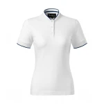 MALFINI Diamond women's polo shirt in cotton, jacquard knit with stripe, bomber-style collar, contoured fit to personalise with logo