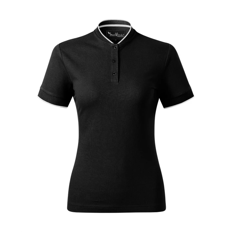 MALFINI Diamond women's polo shirt in cotton, jacquard knit with stripe, bomber-style collar, contoured fit to personalise with logo