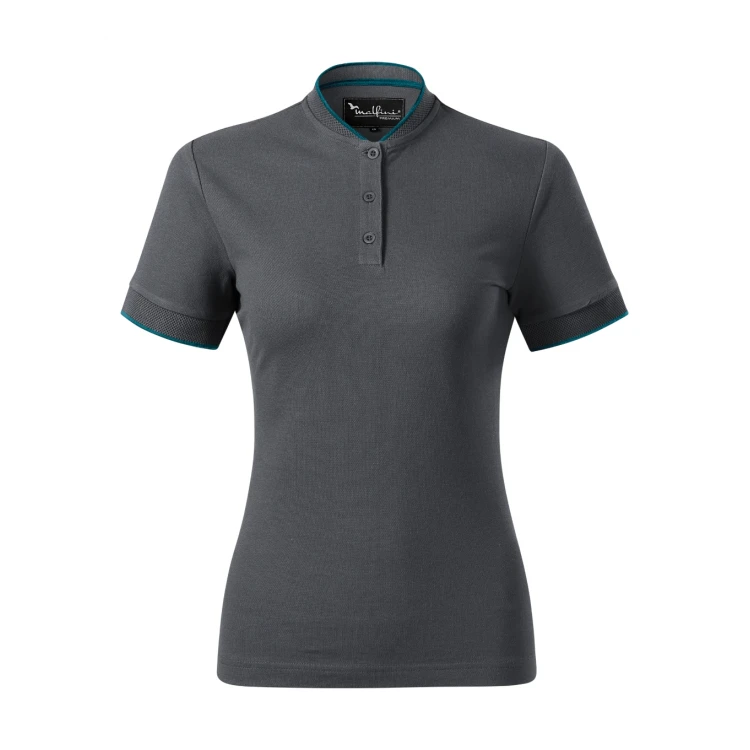 MALFINI Diamond women's polo shirt in cotton, jacquard knit with stripe, bomber-style collar, contoured fit to personalise with logo