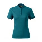MALFINI Diamond women's polo shirt in cotton, jacquard knit with stripe, bomber-style collar, contoured fit to personalise with logo