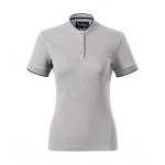 MALFINI Diamond women's polo shirt in cotton, jacquard knit with stripe, bomber-style collar, contoured fit to personalise with logo