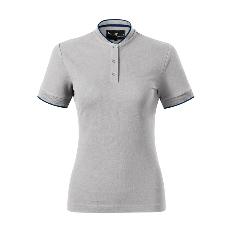 MALFINI Diamond women's polo shirt in cotton, jacquard knit with stripe, bomber-style collar, contoured fit to personalise with logo