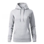 Sudadera mujer MALFINI mod. Cape con capucha y bolsillo frontal, en algodón-poliéster gris, lista para personalizar con logo empresarial