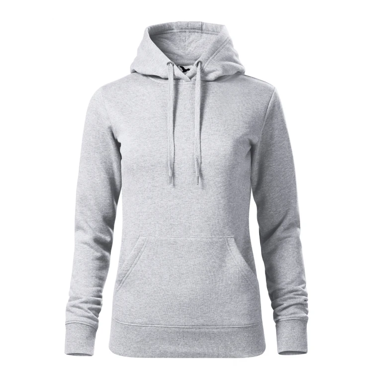 Sudadera mujer MALFINI mod. Cape con capucha y bolsillo frontal, en algodón-poliéster gris, lista para personalizar con logo empresarial