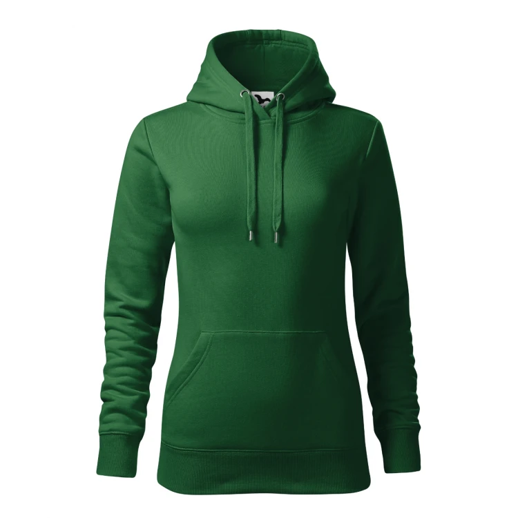 Sudadera mujer MALFINI mod. Cape con capucha y bolsillo frontal, en algodón-poliéster gris, lista para personalizar con logo empresarial