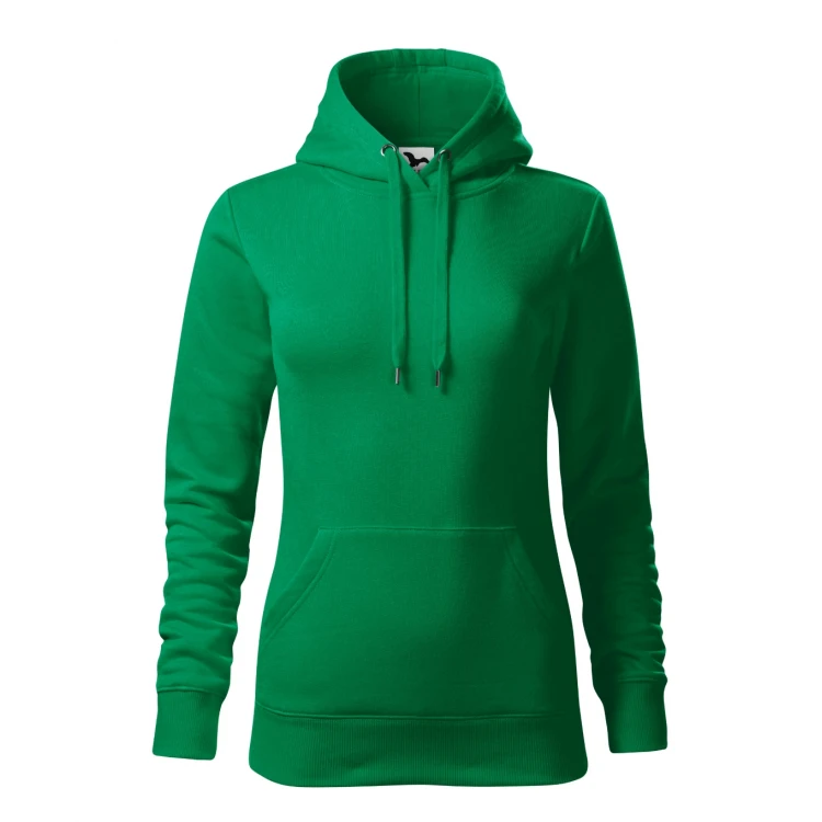 Sudadera mujer MALFINI mod. Cape con capucha y bolsillo frontal, en algodón-poliéster gris, lista para personalizar con logo empresarial