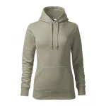 Sudadera mujer MALFINI mod. Cape con capucha y bolsillo frontal, en algodón-poliéster gris, lista para personalizar con logo empresarial