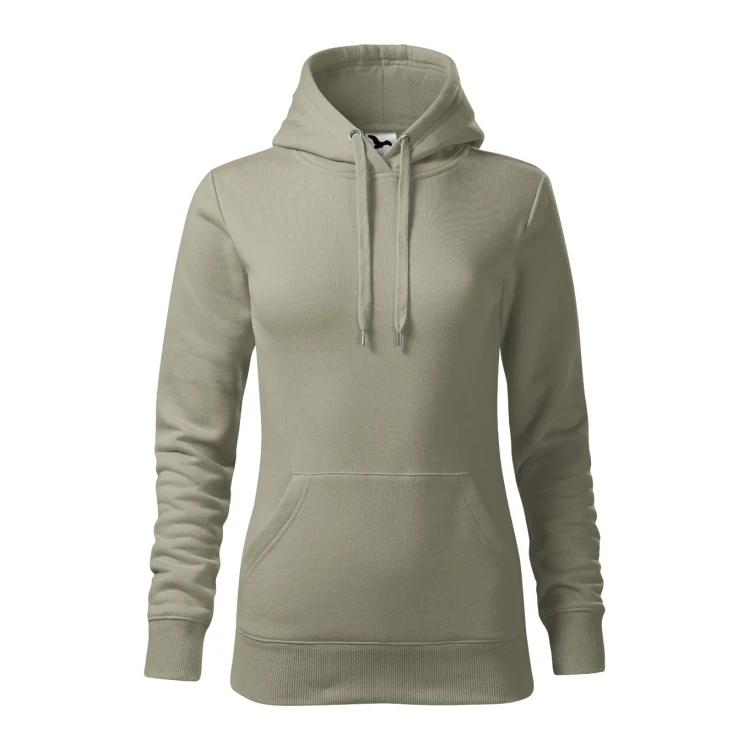 Sudadera mujer MALFINI mod. Cape con capucha y bolsillo frontal, en algodón-poliéster gris, lista para personalizar con logo empresarial