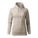 Sudadera mujer MALFINI mod. Cape con capucha y bolsillo frontal, en algodón-poliéster gris, lista para personalizar con logo empresarial