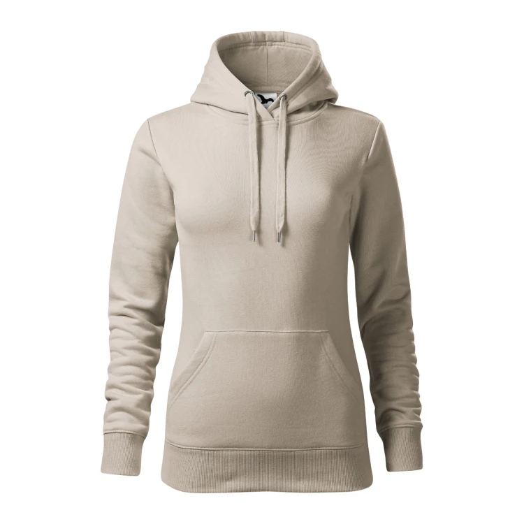 Sudadera mujer MALFINI mod. Cape con capucha y bolsillo frontal, en algodón-poliéster gris, lista para personalizar con logo empresarial