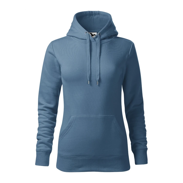 Sudadera mujer MALFINI mod. Cape con capucha y bolsillo frontal, en algodón-poliéster gris, lista para personalizar con logo empresarial