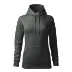 Sudadera mujer MALFINI mod. Cape con capucha y bolsillo frontal, en algodón-poliéster gris, lista para personalizar con logo empresarial
