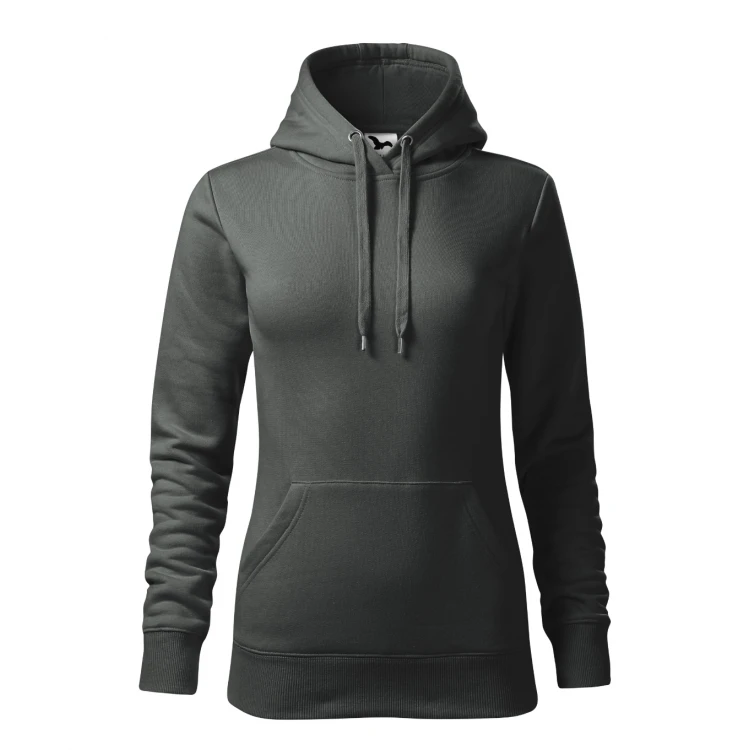 Sudadera mujer MALFINI mod. Cape con capucha y bolsillo frontal, en algodón-poliéster gris, lista para personalizar con logo empresarial