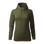 Sudadera mujer MALFINI mod. Cape con capucha y bolsillo frontal, en algodón-poliéster gris, lista para personalizar con logo empresarial