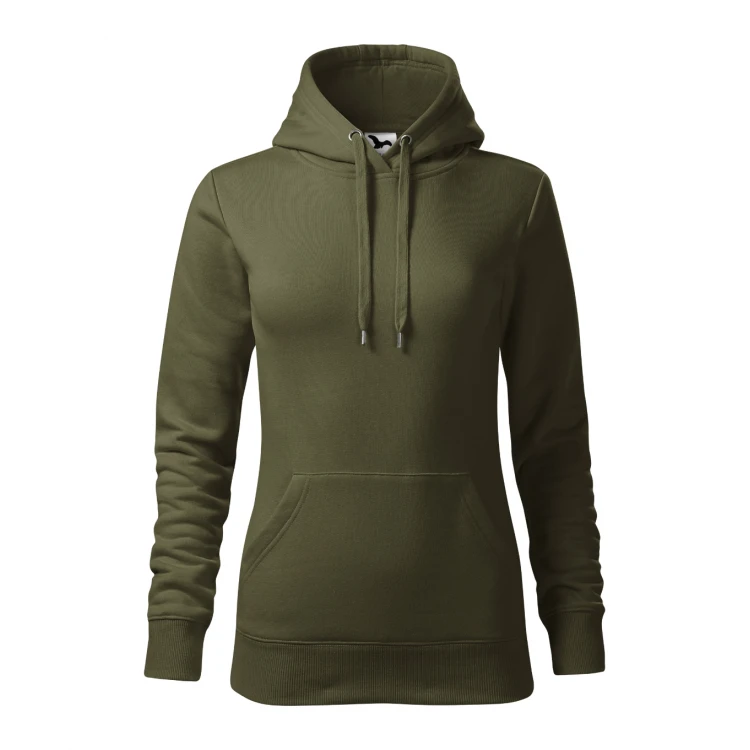 Sudadera mujer MALFINI mod. Cape con capucha y bolsillo frontal, en algodón-poliéster gris, lista para personalizar con logo empresarial