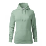 Sudadera mujer MALFINI mod. Cape con capucha y bolsillo frontal, en algodón-poliéster gris, lista para personalizar con logo empresarial
