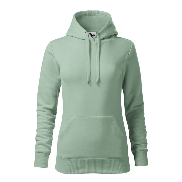 Sudadera mujer MALFINI mod. Cape con capucha y bolsillo frontal, en algodón-poliéster gris, lista para personalizar con logo empresarial