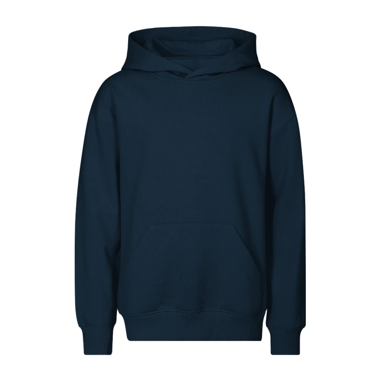 Sudadera infantil con capucha y bolsillo canguro en algodón poliéster, vista frontal, lista para personalizar con logo