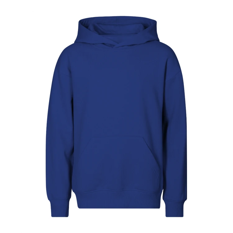 Sudadera infantil con capucha y bolsillo canguro en algodón poliéster, vista frontal, lista para personalizar con logo