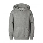 Sudadera infantil con capucha y bolsillo canguro en algodón poliéster, vista frontal, lista para personalizar con logo