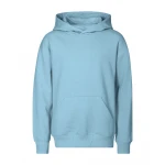 Sudadera infantil con capucha y bolsillo canguro en algodón poliéster, vista frontal, lista para personalizar con logo
