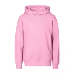 Sudadera infantil con capucha y bolsillo canguro en algodón poliéster, vista frontal, lista para personalizar con logo