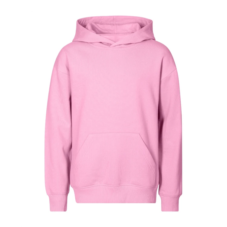 Sudadera infantil con capucha y bolsillo canguro en algodón poliéster, vista frontal, lista para personalizar con logo