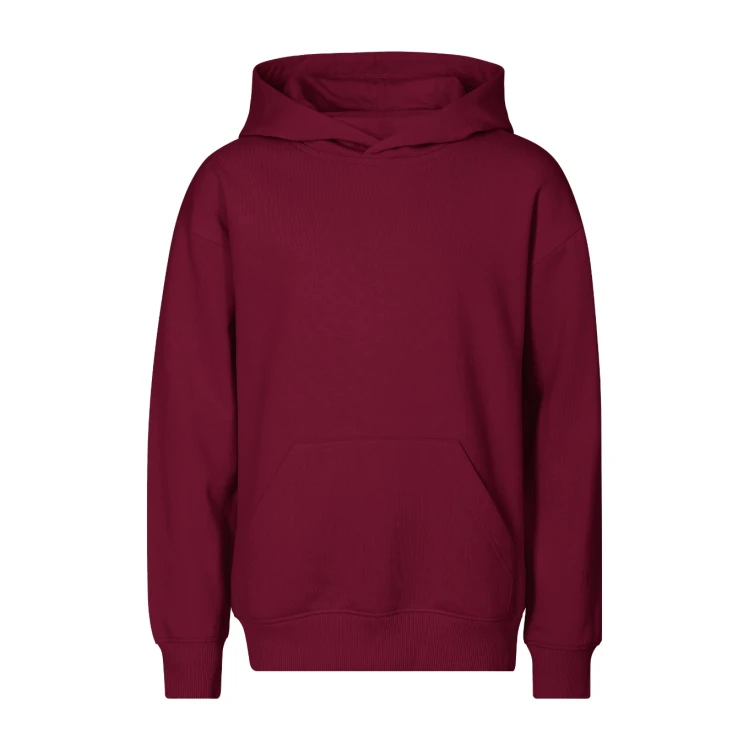 Sudadera infantil con capucha y bolsillo canguro en algodón poliéster, vista frontal, lista para personalizar con logo