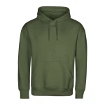 Sudadera con capucha y bolsillo tipo riñonera en algodón orgánico GOTS, lista para personalizar con logo