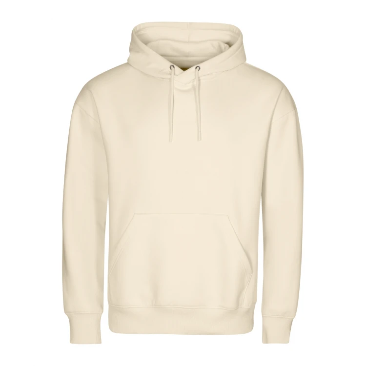Sudadera con capucha y bolsillo tipo riñonera en algodón orgánico GOTS, lista para personalizar con logo