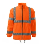 Giacca in pile alta visibilità RIMECK mod. HV Fleece Jacket con bande riflettenti, taglie M-3XL, da personalizzare con logo