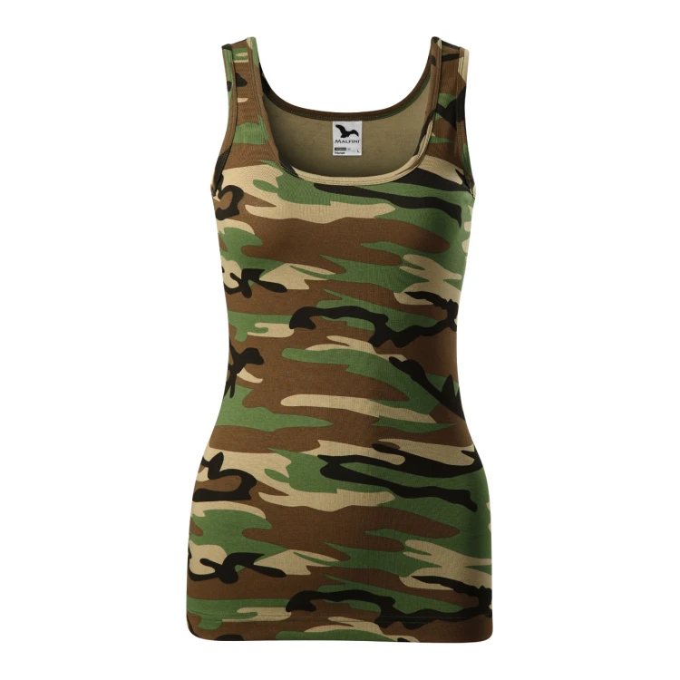 MALFINI women's tank top Camo Triumph in elasticated cotton, front view, ready to personalise with logo