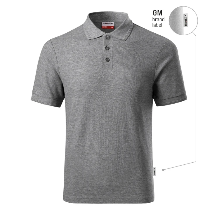 RIMECK Reserve piqué polo shirt with collar and 3 buttons, personalised with company logo
