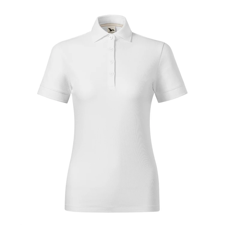 Women's MALFINI Prime polo shirt in GOTS organic cotton with collar and buttons, tapered cut