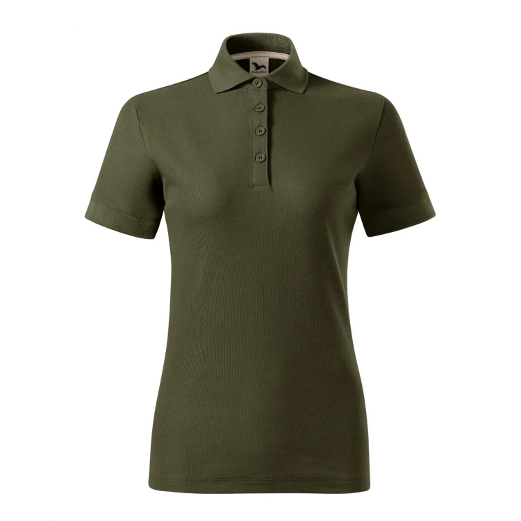 Women's MALFINI Prime polo shirt in GOTS organic cotton with collar and buttons, tapered cut