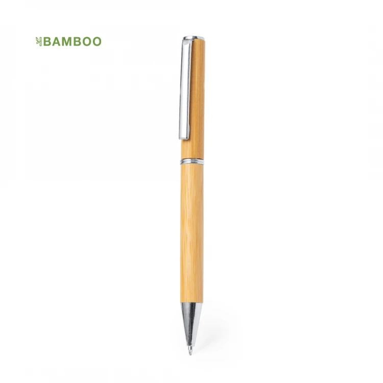 Penna in bambù e clip metallica