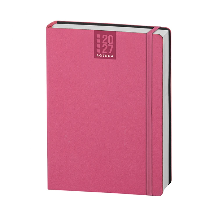 Agenda giornaliera Printflex chiusa con copertina in poliuretano termovirante e elastico integrato