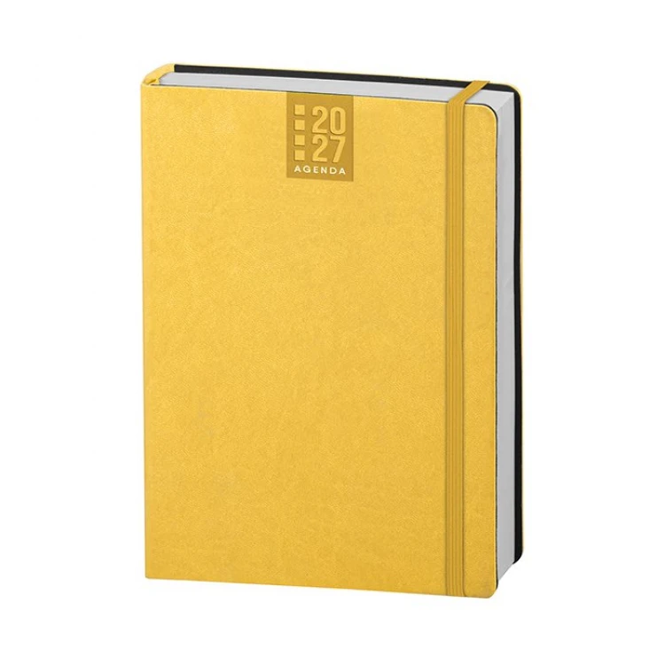 Agenda giornaliera Printflex chiusa con copertina in poliuretano termovirante e elastico integrato