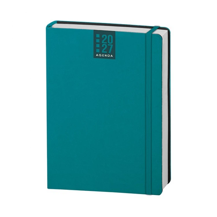 Agenda giornaliera Printflex chiusa con copertina in poliuretano termovirante e elastico integrato