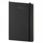 Agenda settimanale Calamus Black chiusa, formato tascabile 9x14 cm in carta avorio, con copertina personalizzabile