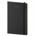 Agenda settimanale Calamus Black 13x21 cm aperta in carta avorio con pagine rigate, planning e stickers inclusi