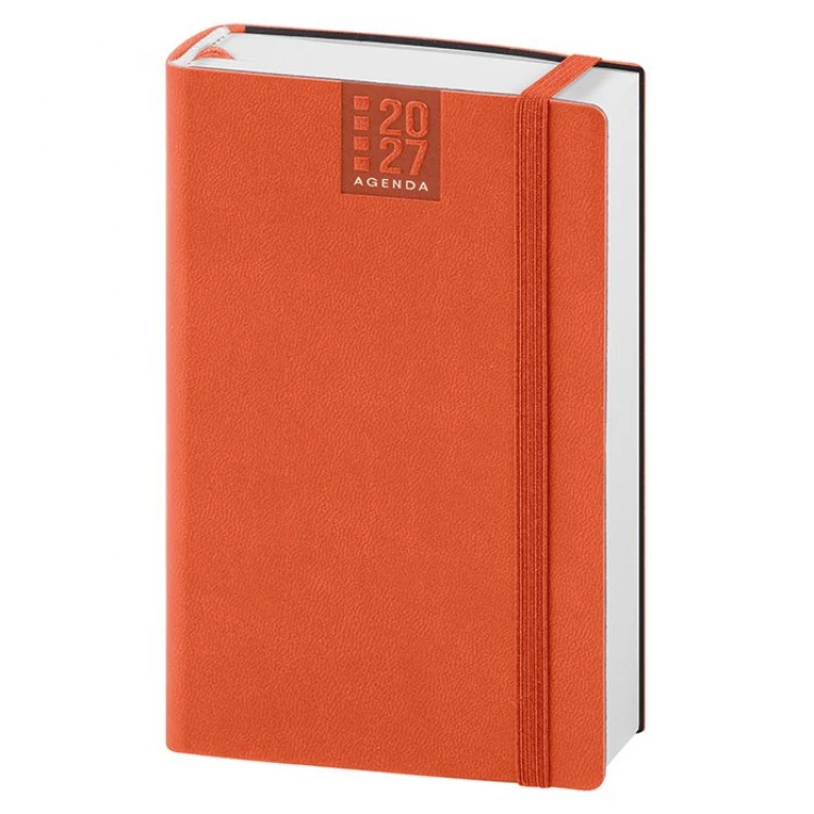 Agenda diária formato bolso em poliuretano termoplástico com fecho elástico para personalizar com logo