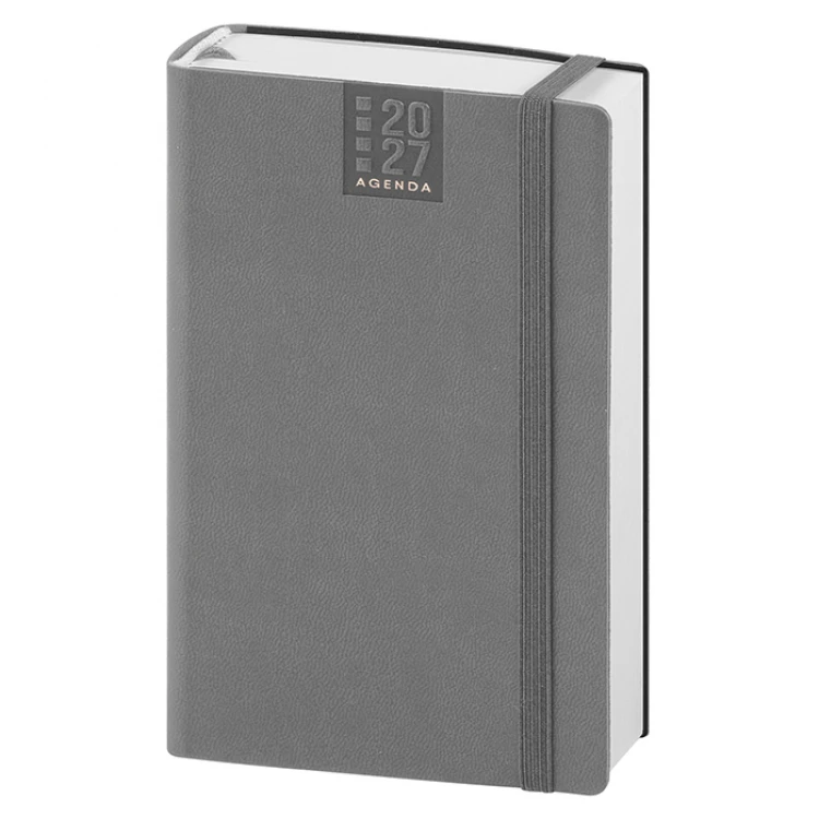 Agenda diária formato bolso em poliuretano termoplástico com fecho elástico para personalizar com logo