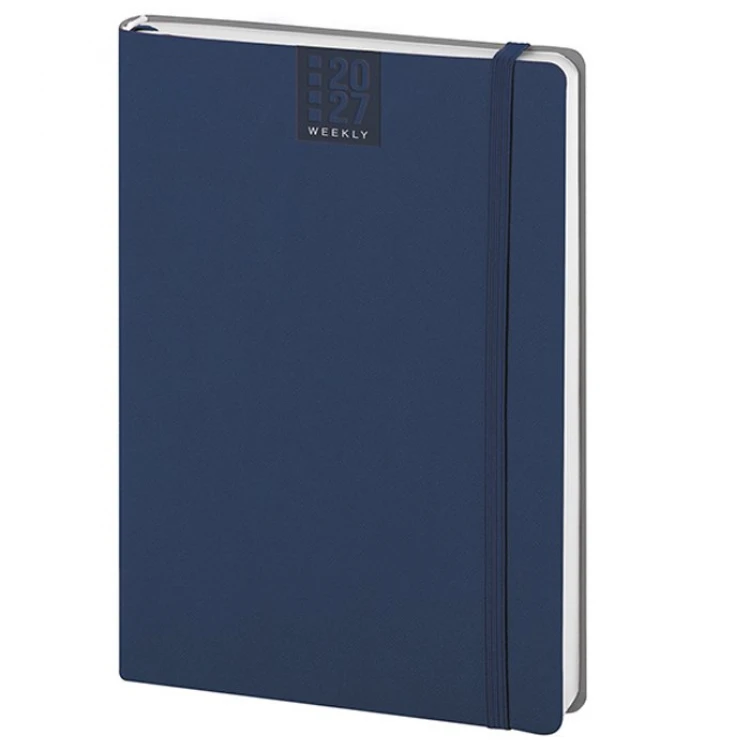 Agenda settimanale Flex Weekly con copertina flessibile in poliuretano termovirante, visualizzazione fronte chiuso e interno con pagine per appunti