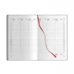 Agenda settimanale Flex Weekly con copertina flessibile in poliuretano termovirante, visualizzazione fronte chiuso e interno con pagine per appunti