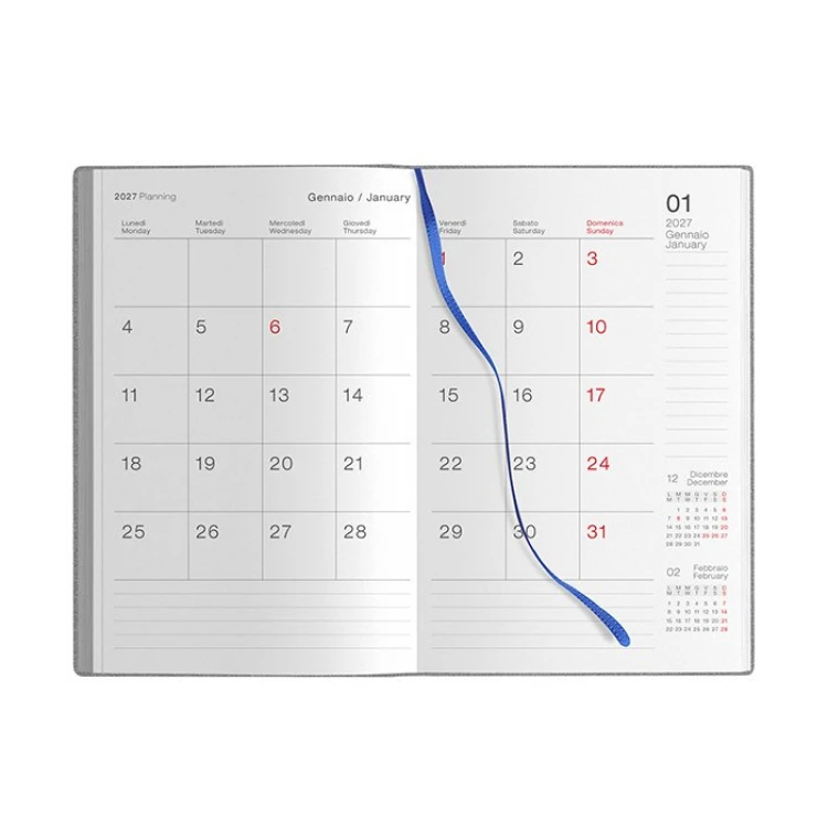 Agenda bigiornaliera Flex Daily con copertina flessibile in poliuretano termovirante, formato chiuso 14x21 cm